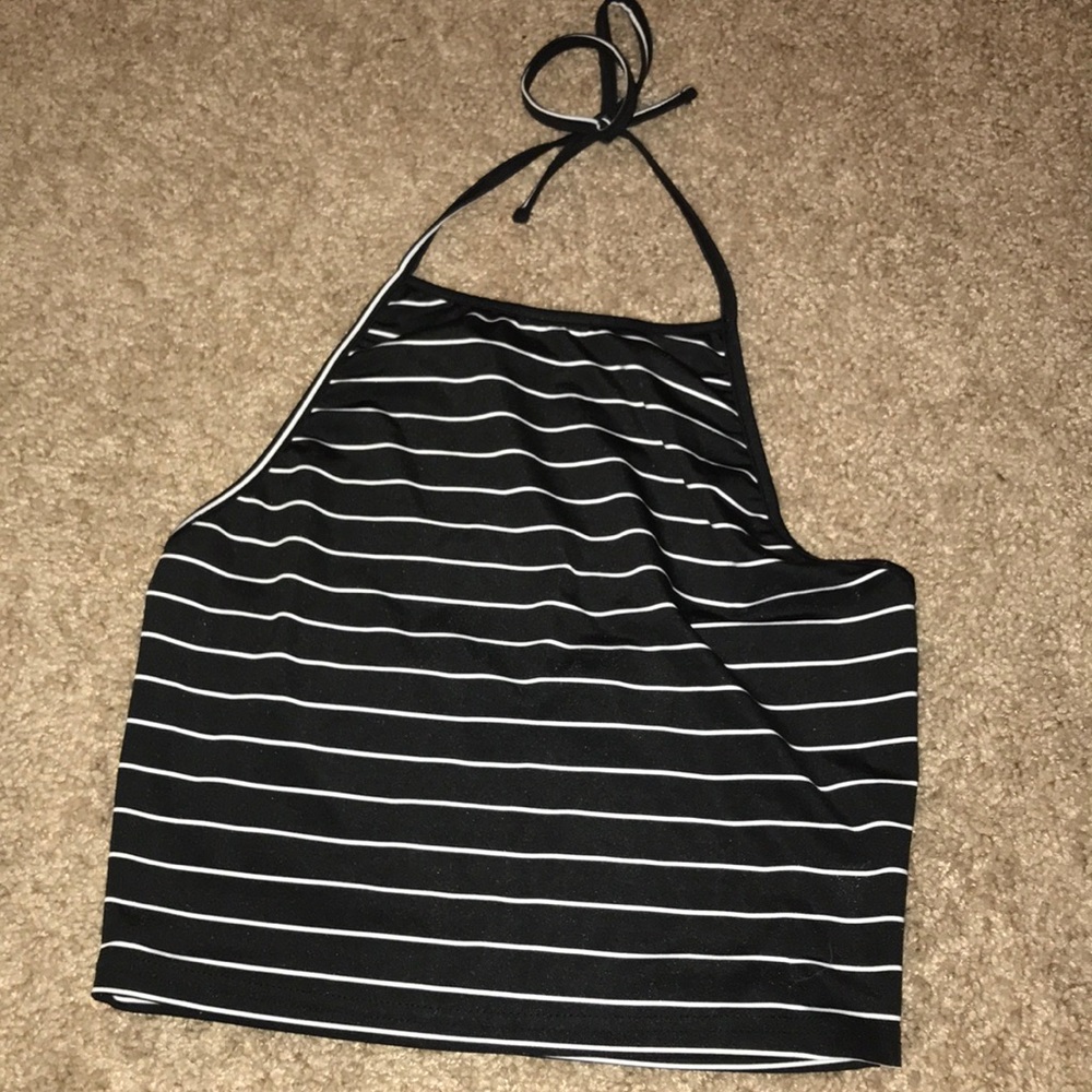 Black White Stripped Croptop